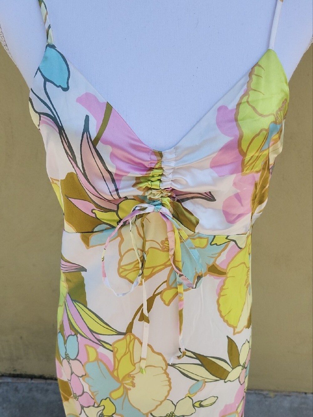 Emma & Michele Yellow and Pink Floral Slip Dress - Picture 3 of 8